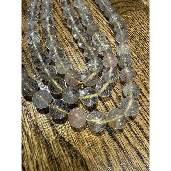 Fine Gem+ Rutilated Quartz Beads 10mm Round Gemstone Angel Hair - Picture 3 of 9